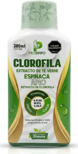 Clorofila con Extracto de Te,espinaca,apio y Extracto de Clorofila